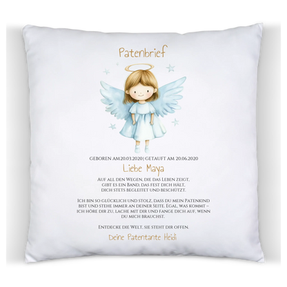 Patenbrief Geschenk Patenkind - Poster, Kissen, Decke, Leinwandbild personalisiert Kissen Baumwolle Baumwollkissen