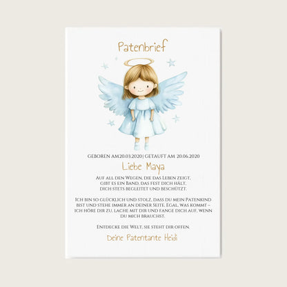 Patenbrief Geschenk Patenkind - Poster, Kissen, Decke, Leinwandbild personalisiert Leinwanddruck Leinwandbild