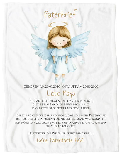 Patenbrief Geschenk Patenkind - Poster, Kissen, Decke, Leinwandbild personalisiert Blanket Premium Kuscheldecke 150 x 100 cm 40" x 60"