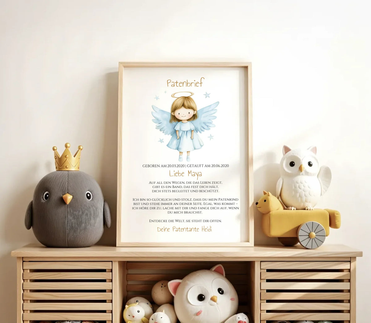 Patenbrief Geschenk Patenkind - Poster, Kissen, Decke, Leinwandbild personalisiert