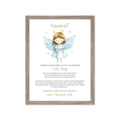Patenbrief Geschenk Patenkind - Poster, Kissen, Decke, Leinwandbild personalisiert