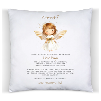 Patenbrief Geschenk Patenkind Schutzengel - Decke, Kissen, Poster, Leinwandbild personalisiert