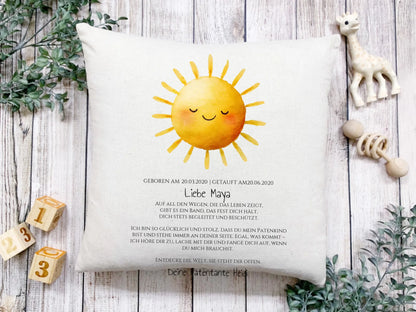 Patenbrief Geschenk Patenkind Sonne - Decke, Kissen, Poster, Leinwandbild personalisiert