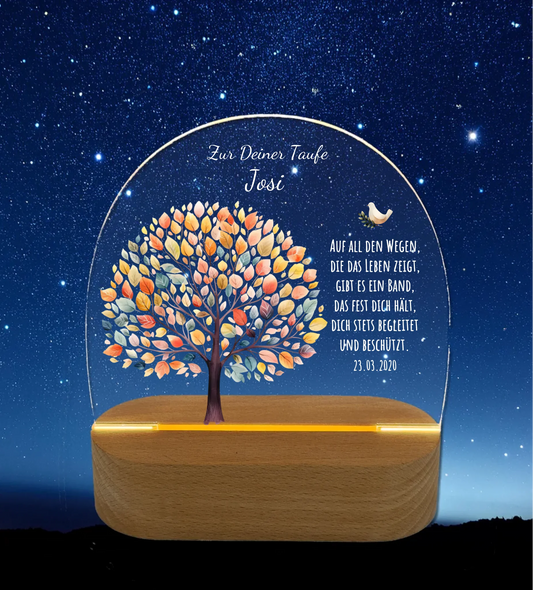 Zur Taufe - Taufgeschenk Lebensbaum Mädchen / Junge - Personalisiertes LED Nachtlicht für Babys & Kinder- Geschenk Geburt 2 LED-Nachtlicht für Babys & Kinder Keine Lieferung nach Österreich