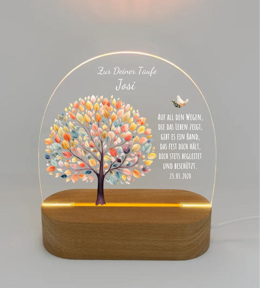 Zur Taufe - Taufgeschenk Lebensbaum Mädchen / Junge - Personalisiertes LED Nachtlicht für Babys & Kinder- Geschenk Geburt 2