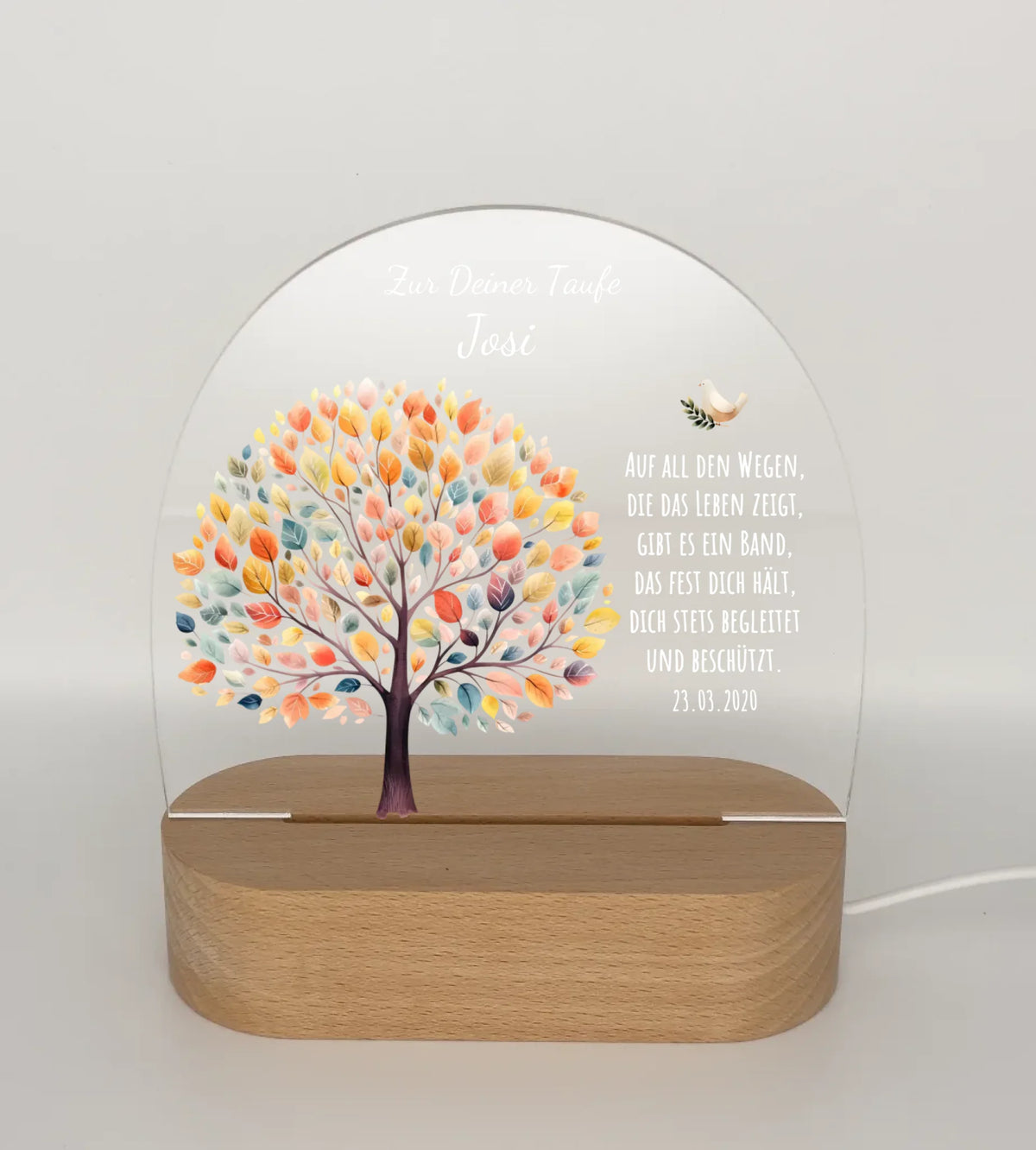 Zur Taufe - Taufgeschenk Lebensbaum Mädchen / Junge - Personalisiertes LED Nachtlicht für Babys & Kinder- Geschenk Geburt 2