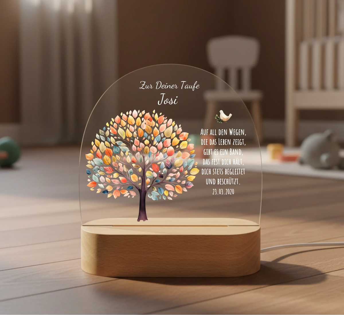 Zur Taufe - Taufgeschenk Lebensbaum Mädchen / Junge - Personalisiertes LED Nachtlicht für Babys & Kinder- Geschenk Geburt 2