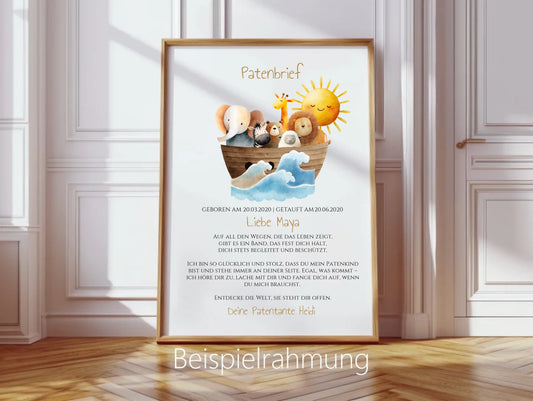 Patenbrief von Patentante / Patenonkel Arche Noah