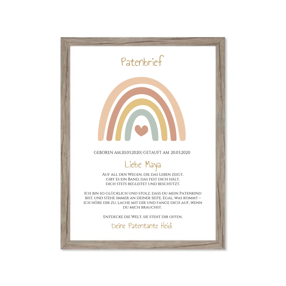 Patenbrief Geschenk Patenkind Regenbogen - Decke, Kissen, Poster, Leinwandbild personalisiert