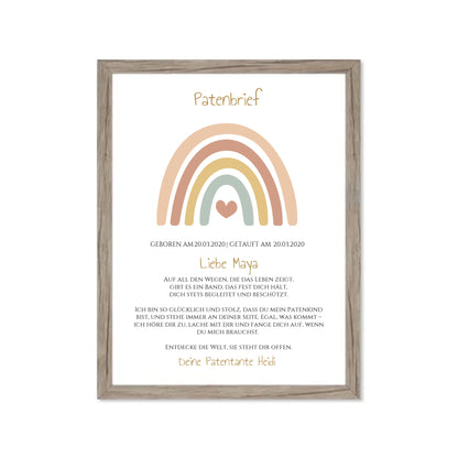 Patenbrief Geschenk Patenkind Regenbogen - Decke, Kissen, Poster, Leinwandbild personalisiert