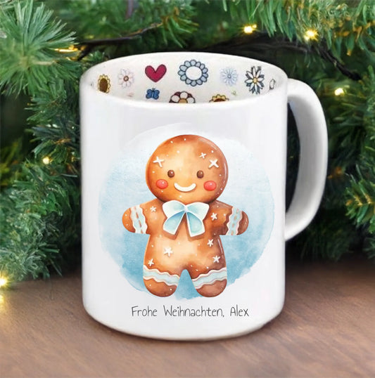 Weihnachtstasse mit Weckmann und Weihnachtsbaum, Namen und Text personalisiert Seasonal Mug-Christmas Default Pre-Printed Inside