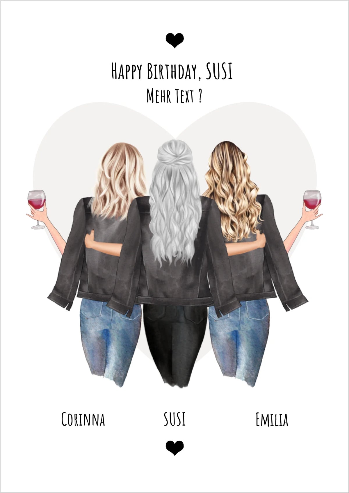 3 beste Freundinnen personalisiertes Poster Geschenk Geburtstagsgeschenk Happy Birthday to YOU Poster Poster