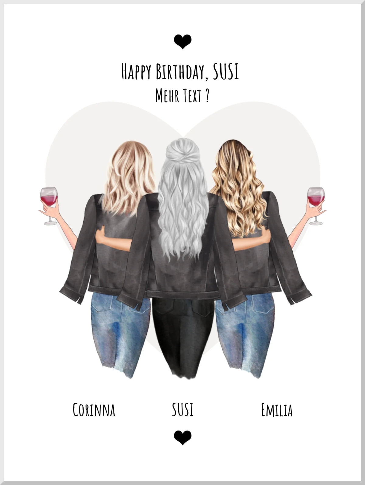 3 beste Freundinnen personalisiertes Poster Geschenk Geburtstagsgeschenk Happy Birthday to YOU Leinwanddruck Leinwandbild