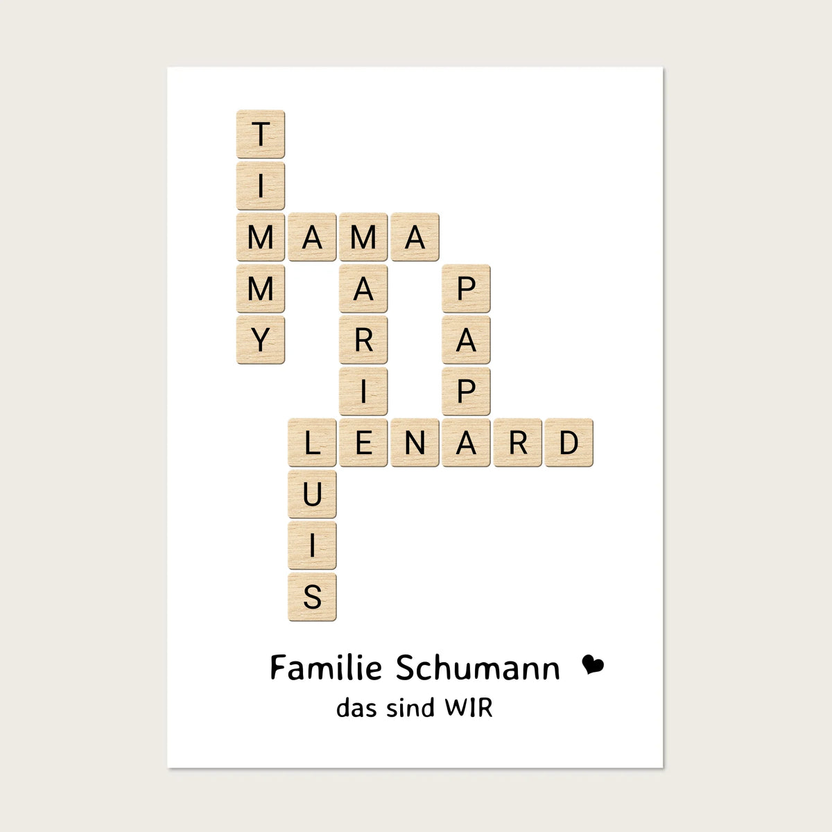 Scrabble Familienbild Poster Geschenk mit Namen Digitale Datei zum Selberdrucken - kein Poster !!! Digitale Datei zum Selberdrucken - kein Poster 30x40 45x60 60x80 cm