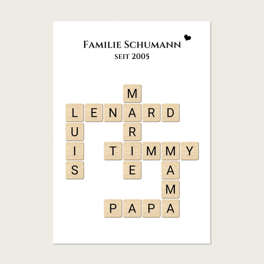 Familienbild - Personalisiertes Scrabble Poster Geschenk Poster Poster