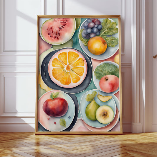 Früchte Küchenposter, Obst Illustration