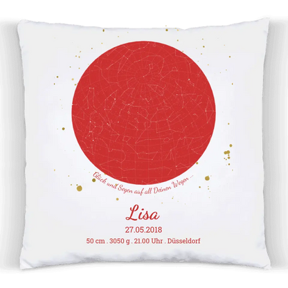 Personalisiertes Geburtsgeschenk und Taufgeschenk mit Sternenhimmel, Namen und Datum.