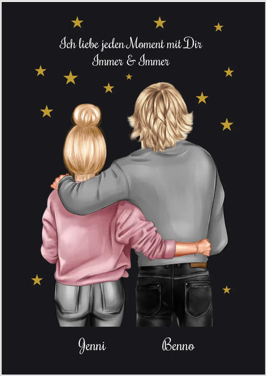 Personalisiertes Pärchen-Poster mit mit Namen und Spruchauswahl