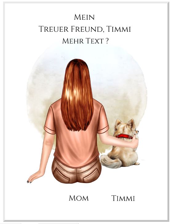 Geschenk Frau / Mann mit Hund personalisiert, Geschenk für Hundebesitzer, Hundebesitzerin Poster, Tasse, Kissen mit Hund Motiv.