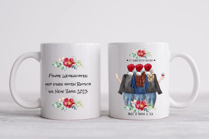 3 Beste Freundinnen Geschenk Weihnachtstasse, Personalisierter Kaffeebecher Geschenk für Freundin Weihnachtsgeschenk
