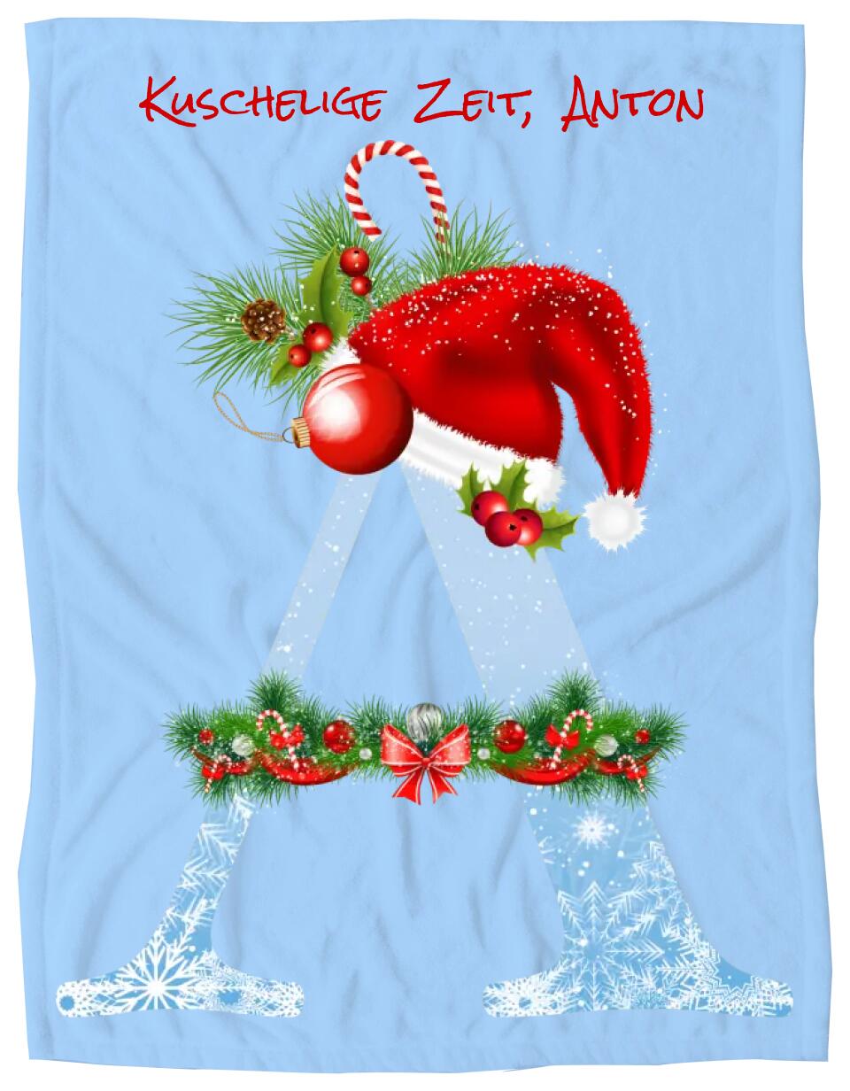 Monogramm Decke Weihnachstsgeschenk - Kuschelige Fleece Premium Decke- Partner Geschenk Decke - Personalisiertes Geschenk Partnerin