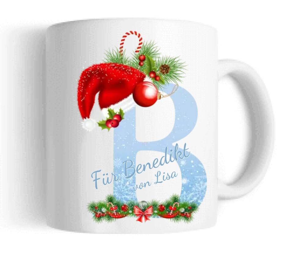 Personalisierte Tasse Weihnachten - Weihnachtstasse Monogramm- Nikolaustasse - Geschenk Freundin Tasse
