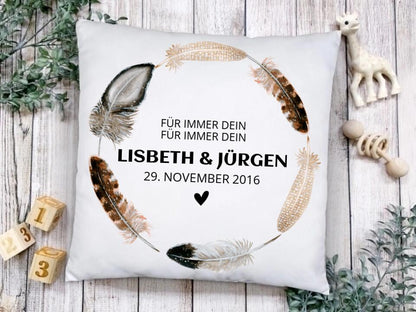 Hochzeitsgeschenk personalisiertes Kissen FÜR IMMER DEIN-FÜR IMMER MEIN-Geschenk zur Hochzeit,  Jahrestag, Valentin, Geburtstag