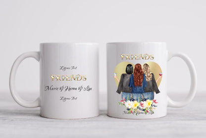 Personalisierte Tasse, 3 Beste Freundinnen Tasse, Personalisierter Kaffeebecher, Geschenkidee Freundin, Weihnachtsgeschenk Familie, Schwester, Freundin