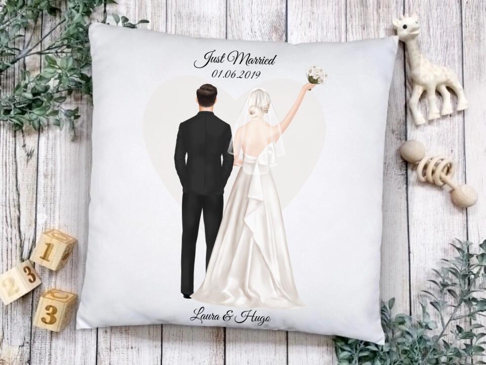 Just Married - Personalisiertes Hochzeitsgeschenk Brautpaar - Kissen online bestellen