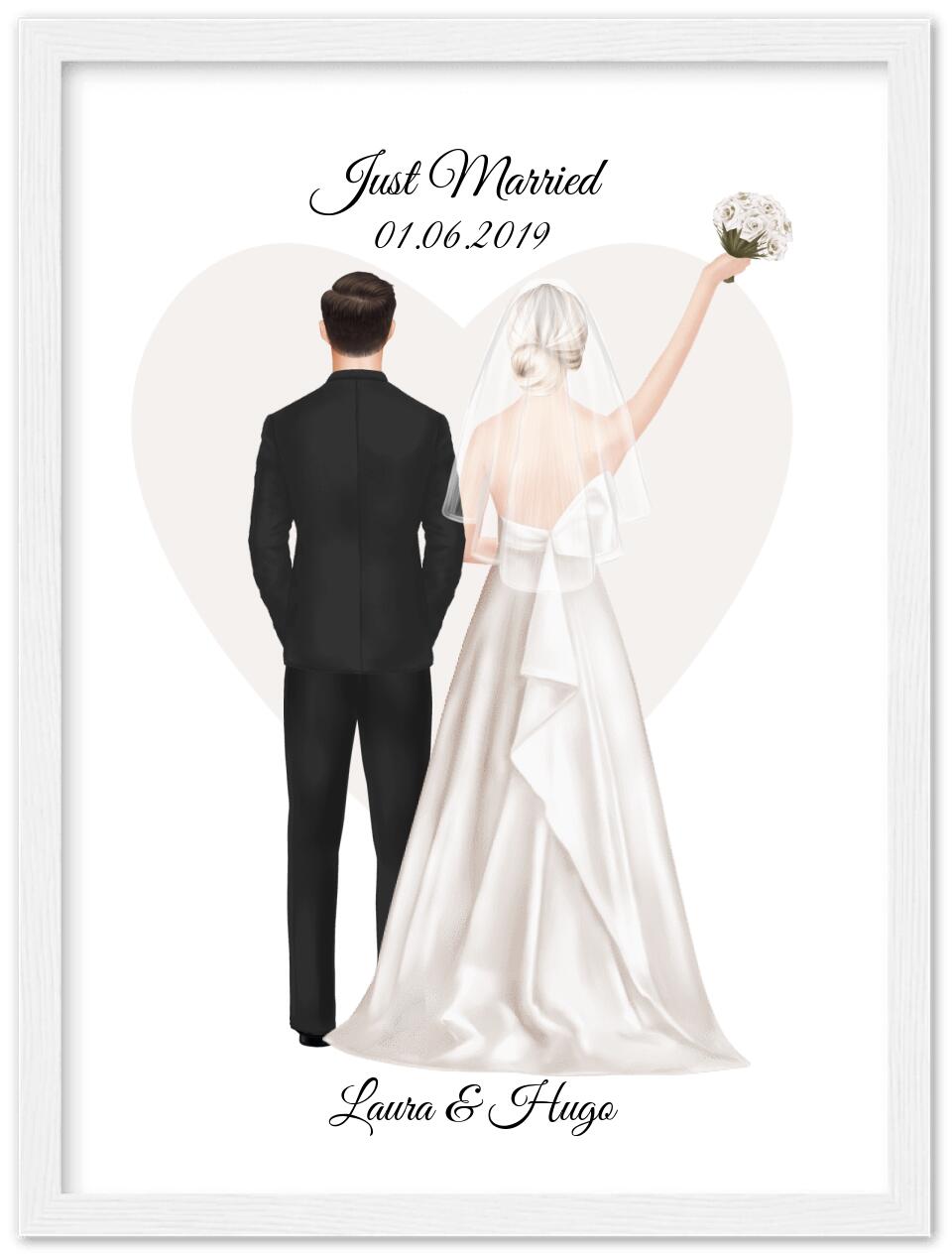 Personalisiertes Hochzeitsgeschenk - Hochzeitsbild mit Namen personalisiert - Geschenk zur Hochzeit - Hochzeitsgeschenkidee