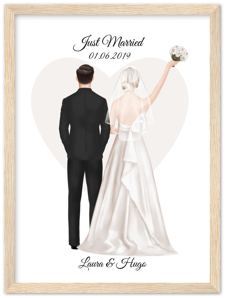 Personalisiertes Hochzeitsgeschenk - Hochzeitsbild mit Namen personalisiert - Geschenk zur Hochzeit - Hochzeitsgeschenkidee