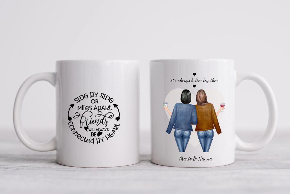 2 Beste Freundinnen Tasse, Personalisierter Kaffeebecher, Geschenkidee Weihnachten Freundin, Familie, Schwester, Kollegin