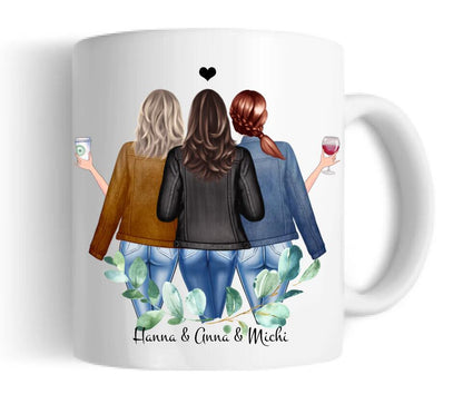 3 Beste Freundinnen Tasse, Personalisierte Tasse, Geschenk Familie, Schwester, Kollegin, Tassendruck