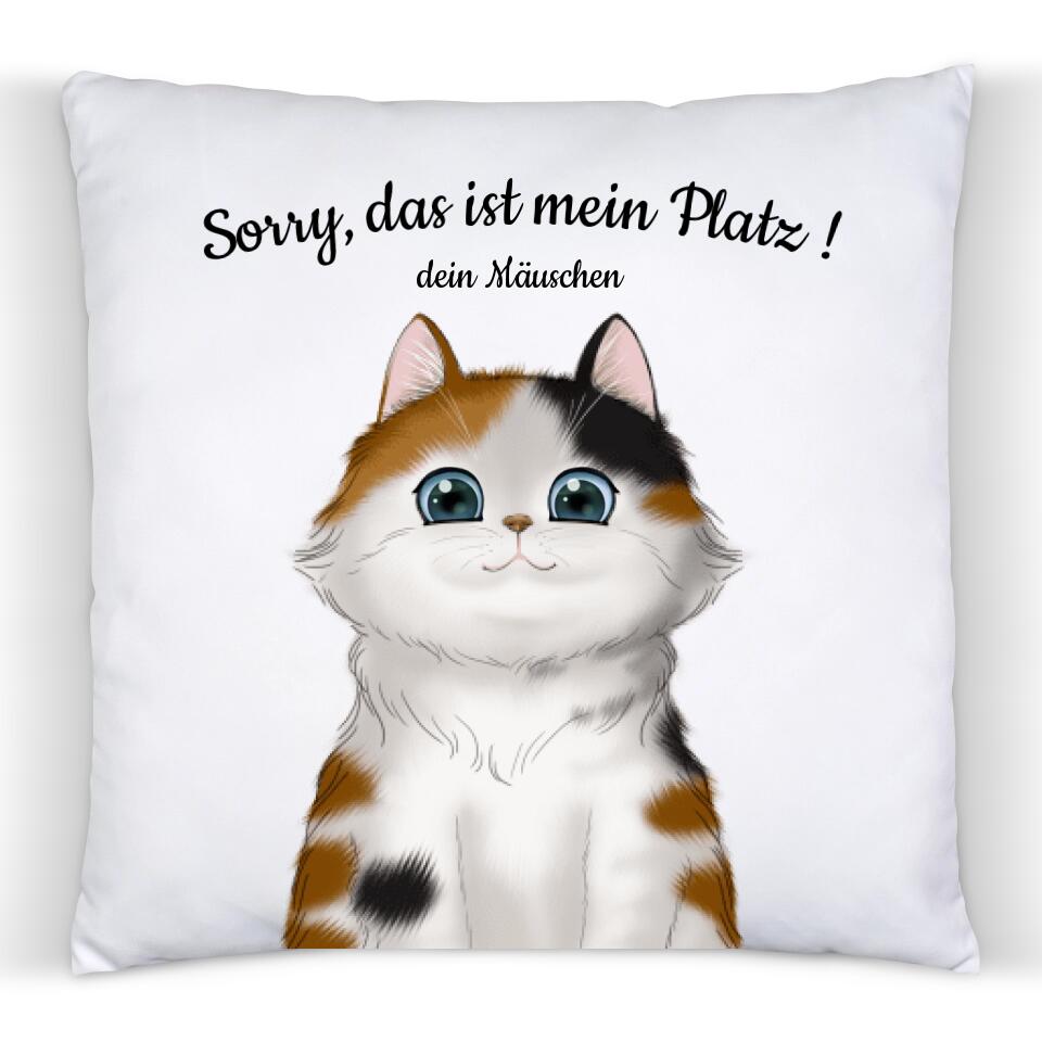 Sorry, mein Kissen, Couchkissen für Katzenliebhaber mti Katzenmotiv, Dekokissen Katze, Pet Kissen