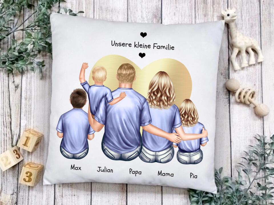 Personalisiertes Familien Kissen Vatertag, Muttertag, Geschenk Papa, Geschenk Mama, Geburtstagsgeschenk Eltern, 3 Kinder