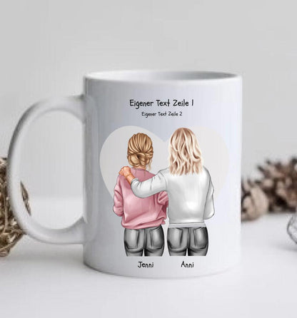 Personalisierte Tasse Geschenk für Schwester, Mutter & Tochter Bild-Kolleginnen Geschenk Schwester
