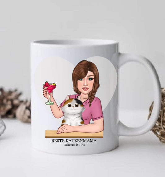 Katzenmama - Personalisierte Tasse - 1 Katze - Geschenk für Katzenliebhaber
