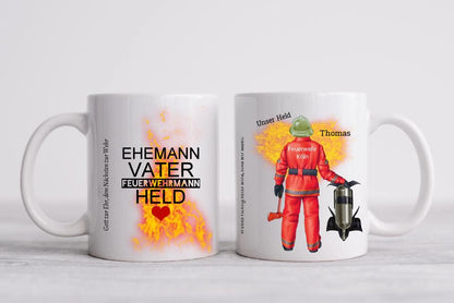 Personalisierte Tasse Feuerwehrtasse Geschenk Geburtstag Feuerwehrmann mit Spruch