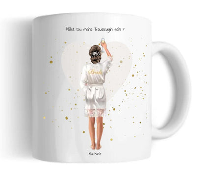 Personalisierter Kaffeebecher Trauzeugin, Geschenk Bild Brautjungfer, Trauzeugin, Geburtstagsgeschenk
