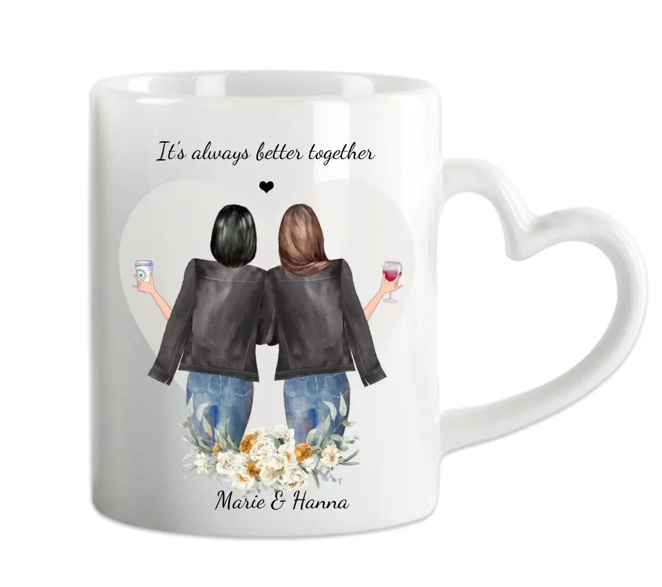 2 Beste Freundinnen Tasse, Personalisierter Kaffeebecher, Geschenkidee Freundin, Familie, Schwester, Kollegin, Tassendruck, Ostern