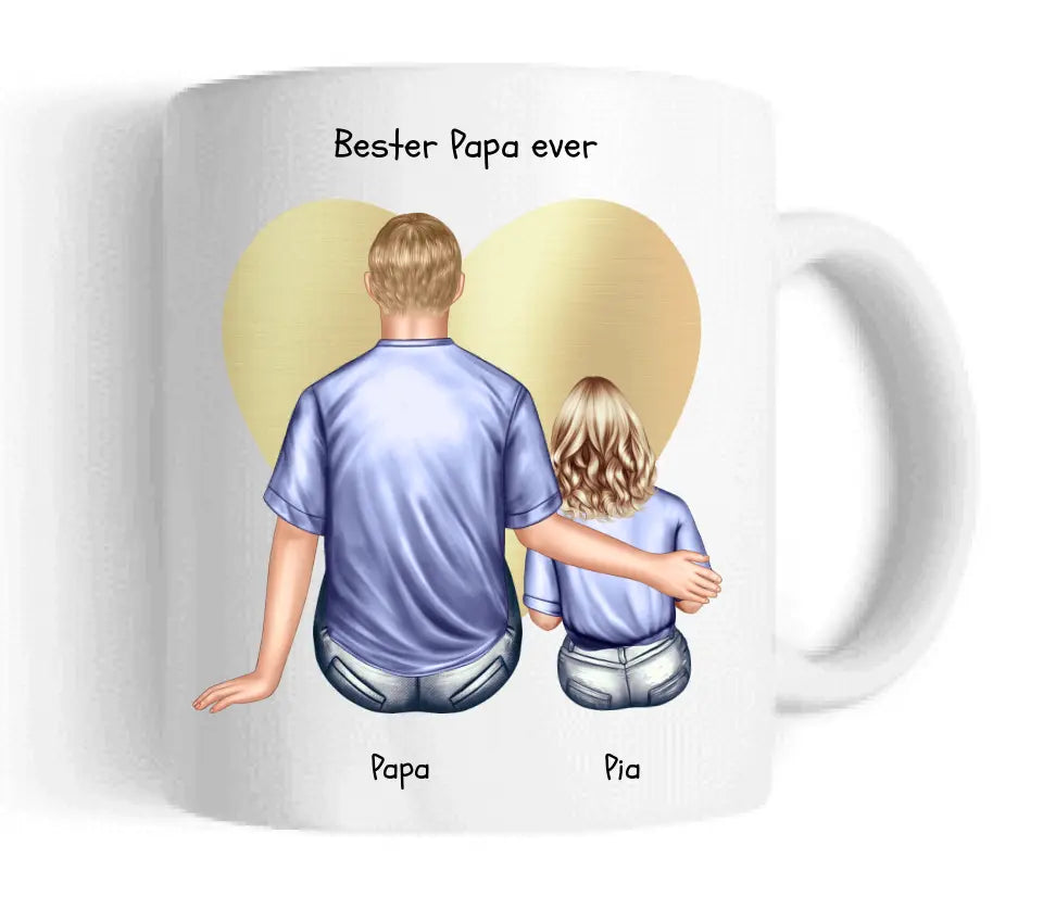 Geschenk Personalisierte Tasse Vatertag - Papa Geburtstagsgeschenk Tasse mit 1 Kind