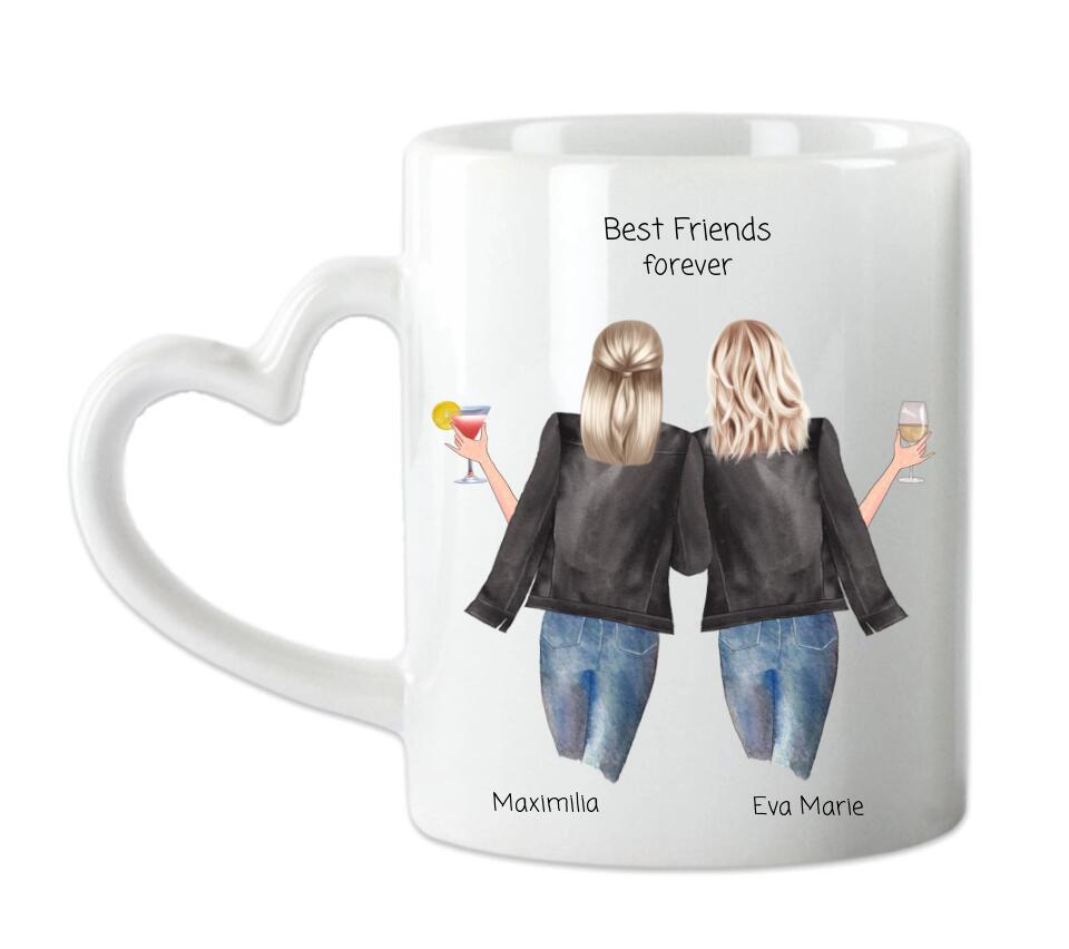 2 beste Freundinnen Geschenk - personalisierte Tasse
Geburtstagsgeschenk Kaffeebecher für beste Freundin.