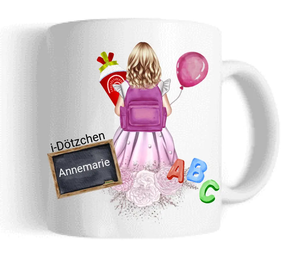 Personalisierte Tassen-Schulkind 2023-Personalisiertes Geschenk zur Einschulung Tasse für Mädchen - Einschulungsgeschenk
