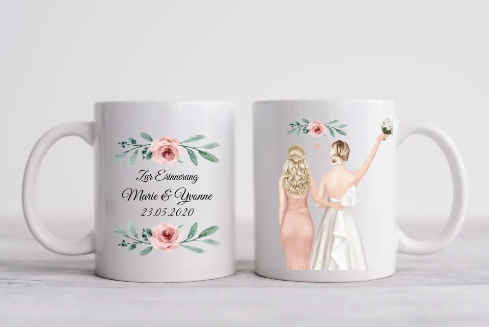 Geschenk Trauzeugin - Brautgeschenk - Hochzeitsgeschenk - Personalisierte Hochzeitstasse - Geschenk Brautpaar - Geschnkidee Kaffeebecher