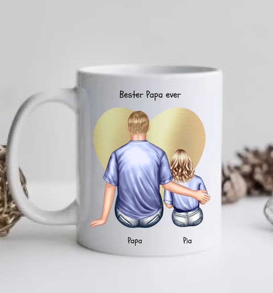 Personalisierte Tasse Vatertag - Papa Geburtstagsgeschenk Tasse mit 1 Kind