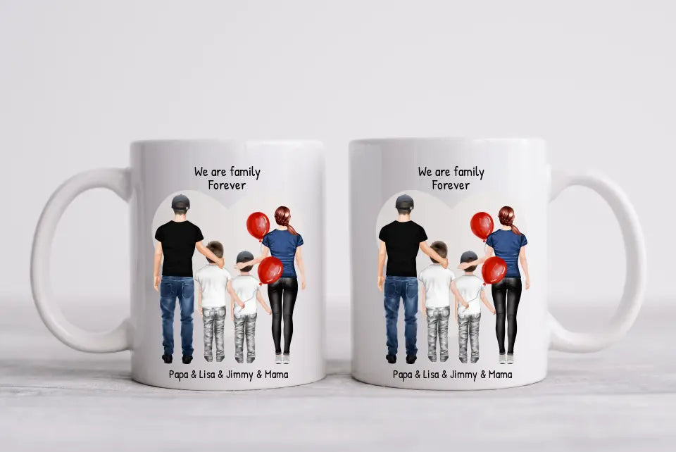 Weihnachtsgeschenk personalisierte Tasse Mama, Papa, 2 Kinder, Sohn oder Tochter- personalisierte Kaffeebecher Geburtstagsgeschenk - Weihnachtsgeschenkidee