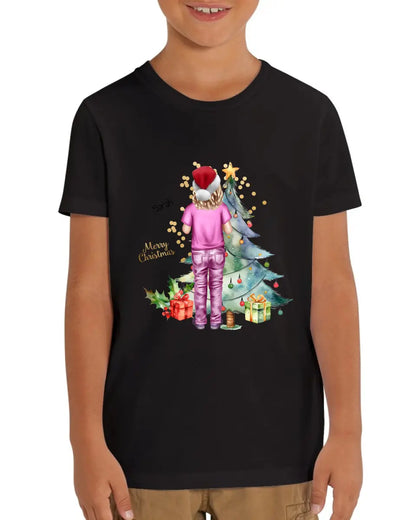 Personalisiertes Geschenk Weihnachten 2023 - Kinder Bio T-Shirt mit Namen, Text & Outfit