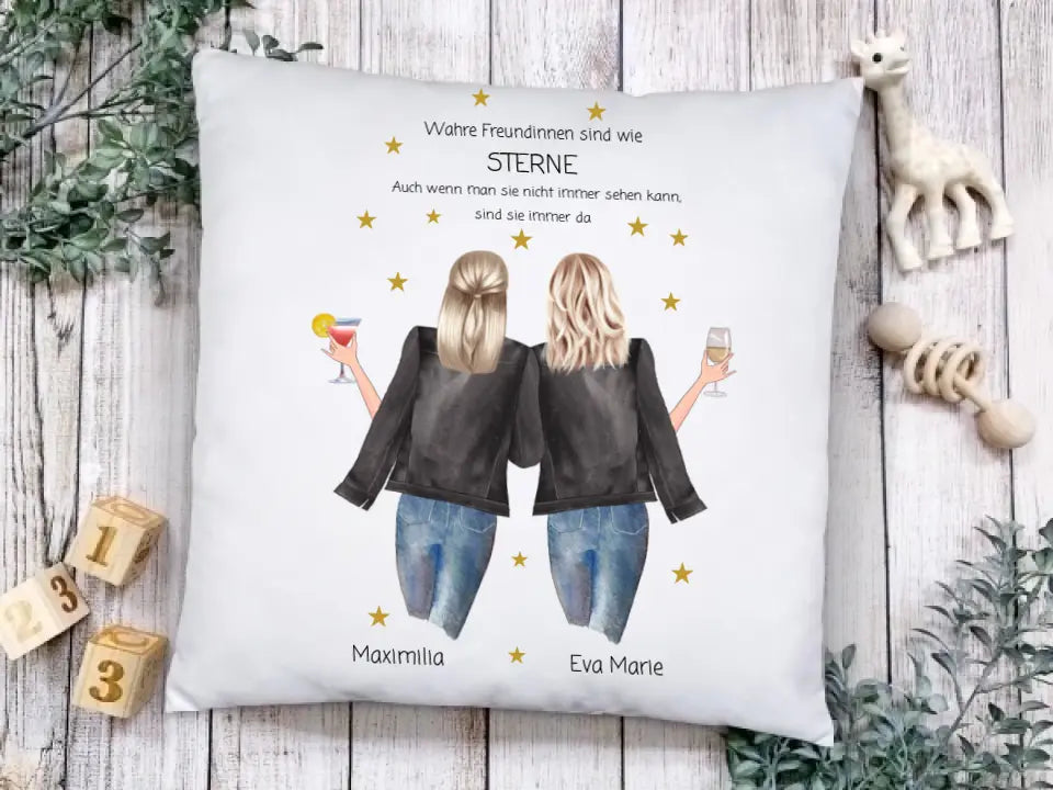 2 Beste Freundinnen Geschenk Kissen - Geburtstagsgeschenk Kissen - Personalisiertes Kissen mit Spruch