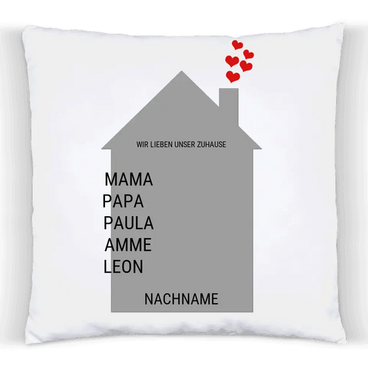 Personalisiertes Kissen Familienhaus Geschenk mit Namen von Zeitraum-Kunstdrucke Geburtstagsgeschenk, Weihnachtsgeschenk