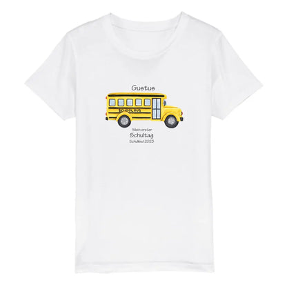 Mein erster Schultag - Kinder Bio T-Shirt mit Namen und Wunschtext personalisiert - Schulbus